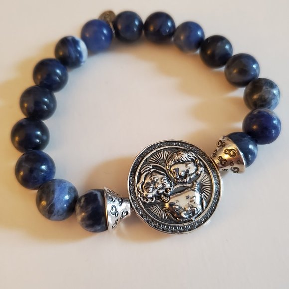 OHM Beads "Belief" Stretch Bracelet - Blue Sodalite - Picture 2 of 13
